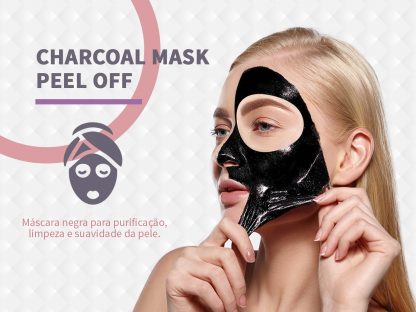 Charcoal Mask Peel Off é uma máscara mitificante que absorve excesso de óleo, impurezas e poluentes da pele